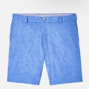 Peter Millar Floral Blue Salem Shadow Flat Front Shorts Size 36 NWT